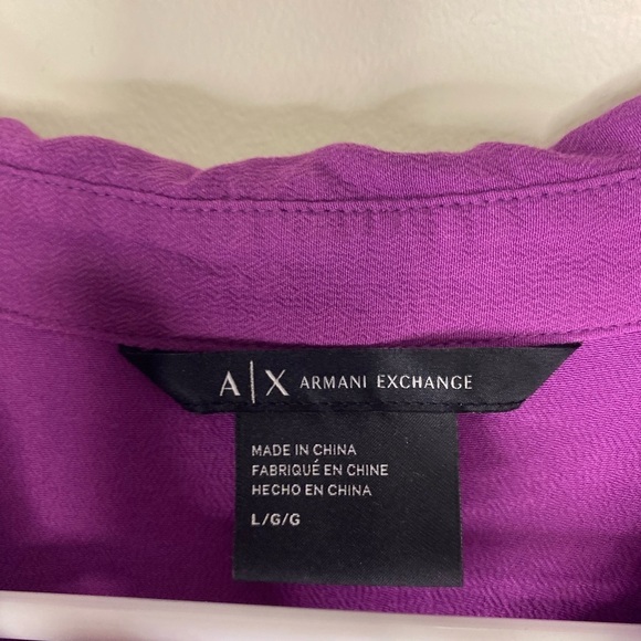 Armani Exchange Purple Short Sleeve Button Down Shirt With Scalloped Edges Large - Picture 5 of 12